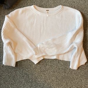 Free People cropped white ribbed sweater